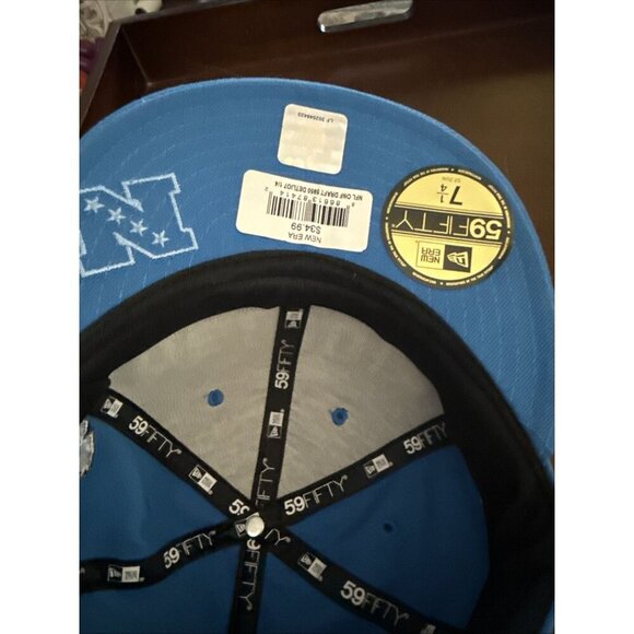 Detroit Lions Hat New Era 59Fifty Fitted Cap Size 7 1/4 NFL Blue NFC New - Picture 8 of 8